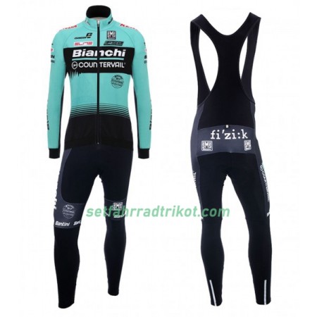 Radbekleidung Radtrikot Langarm + Lang Trägerhose 2018 Bianchi Countervail N001
